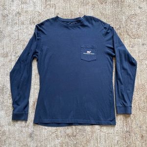 Vineyard Vines Long Sleeve Classic Pocket Tshirt Size S Mens unisex Navy Blue